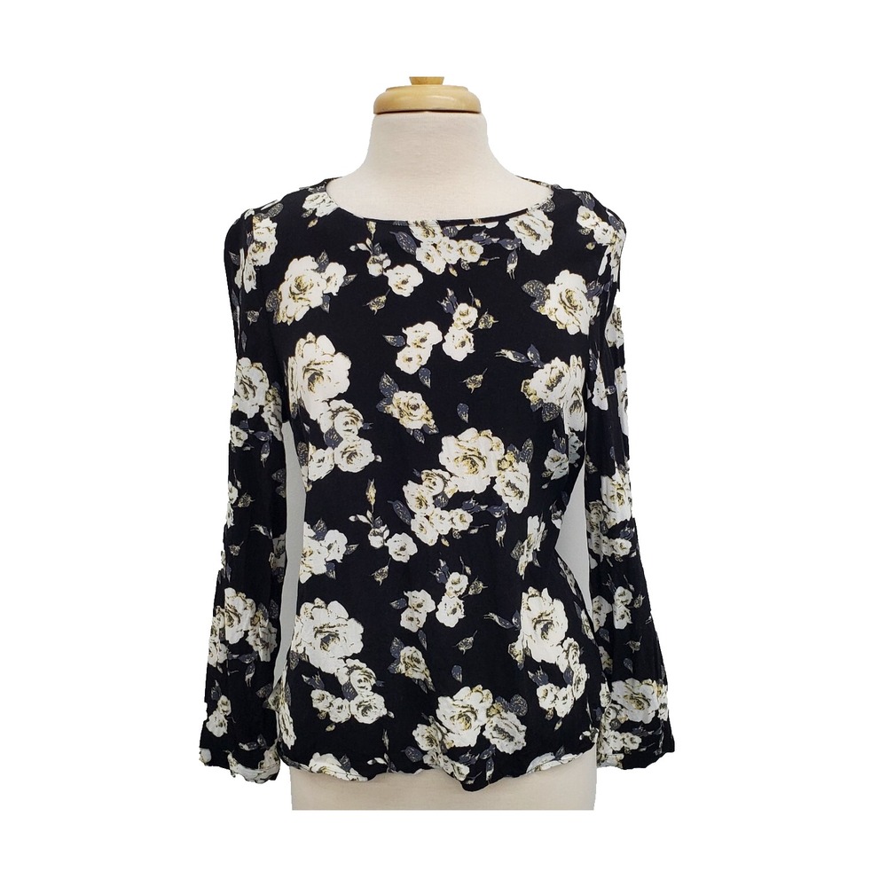 Daniel Rainn Floral‎ Chiffon Blouse Sheer Lightweight Long Sleeve Work Office M - Picture 4 of 14
